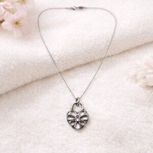 Tiffany & Co Sterling Silver Heart Lock Pendant Necklace EUC